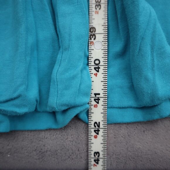 Charming Charlie Dress M Blue Long Fit Flare Sleeveless Pleated Knit Stretch - Picture 4 of 16